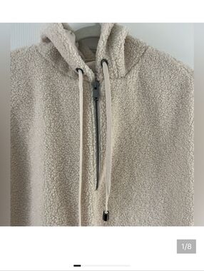 Cable & Gauge NWT Cream White Sherpa Hoodie With Lining, Zipper, Size LARGE